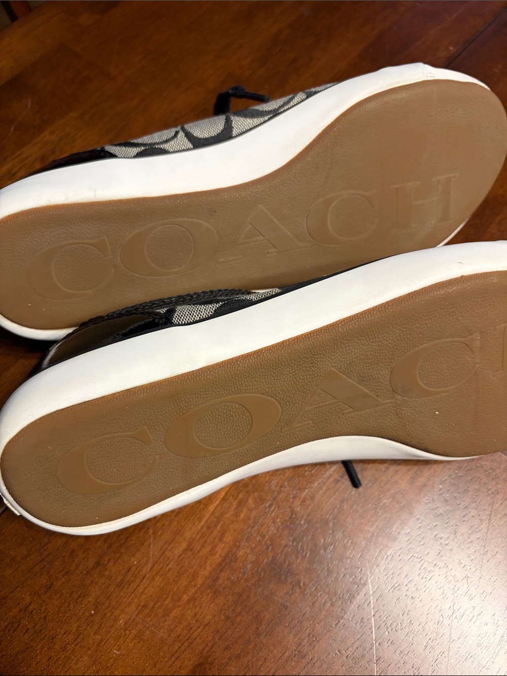 Coach Monogram Canvas Lace-Up Sneakers in Black and White - Picture 3 of 6